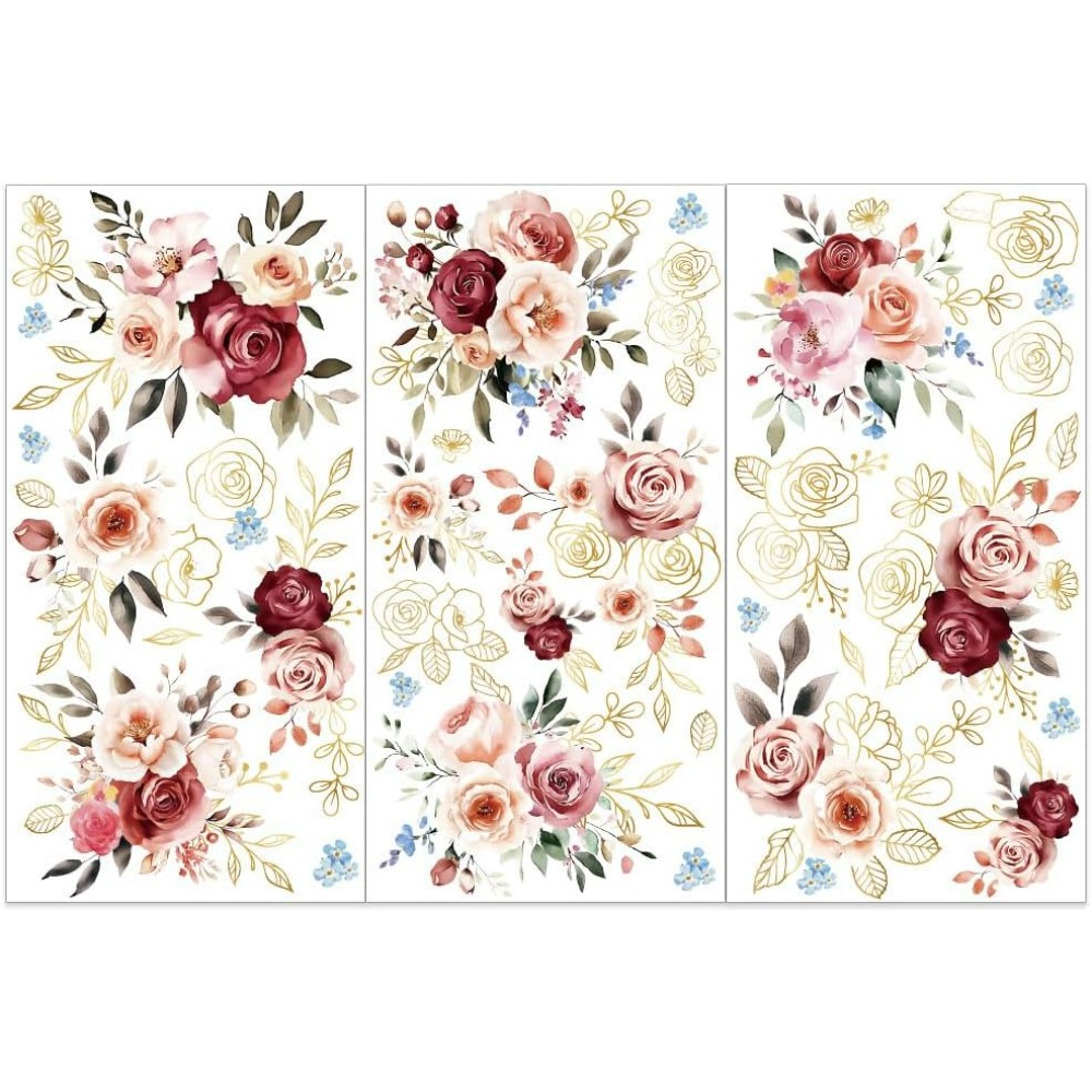 Embellishment Crafts - 3 ピース/セット水彩バラ家具や工芸品用転写 6 × 12 インチバラ家具デカール花テーマ作成キット