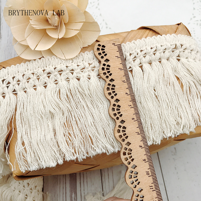 Fringe Ribbon Sewing - 10 ヤード/ロットベージュ 6 センチメートル/8 センチメートルタッセルフリンジコットンレーストリムラテンリボンドレスステージ衣類カーテン縫製アクセサリー M0529