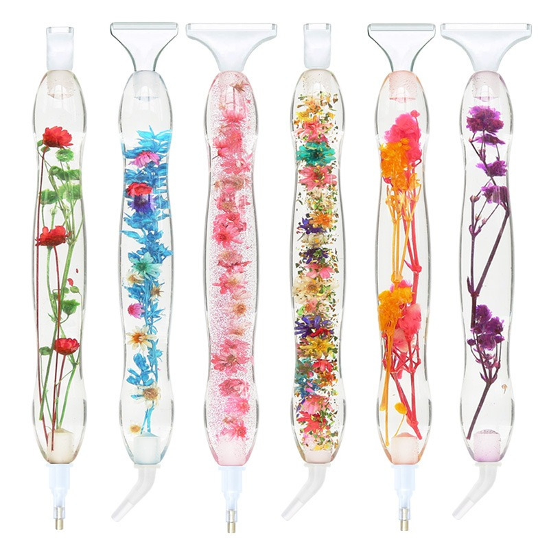 Embellishment Crafts - 1セットフラワーデザイン樹脂製5Dダイヤモンドペインティングペン、カラフルポイントドリルペン（6ヘッド付き）DIYアートクラフト手作りアクセサリー