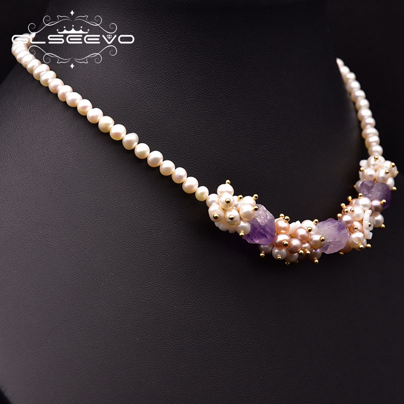 GLSEEVO 天然淡水真珠ショートネックレス女性記念日天然 - Pearl Trim Chain のレビューと価格
