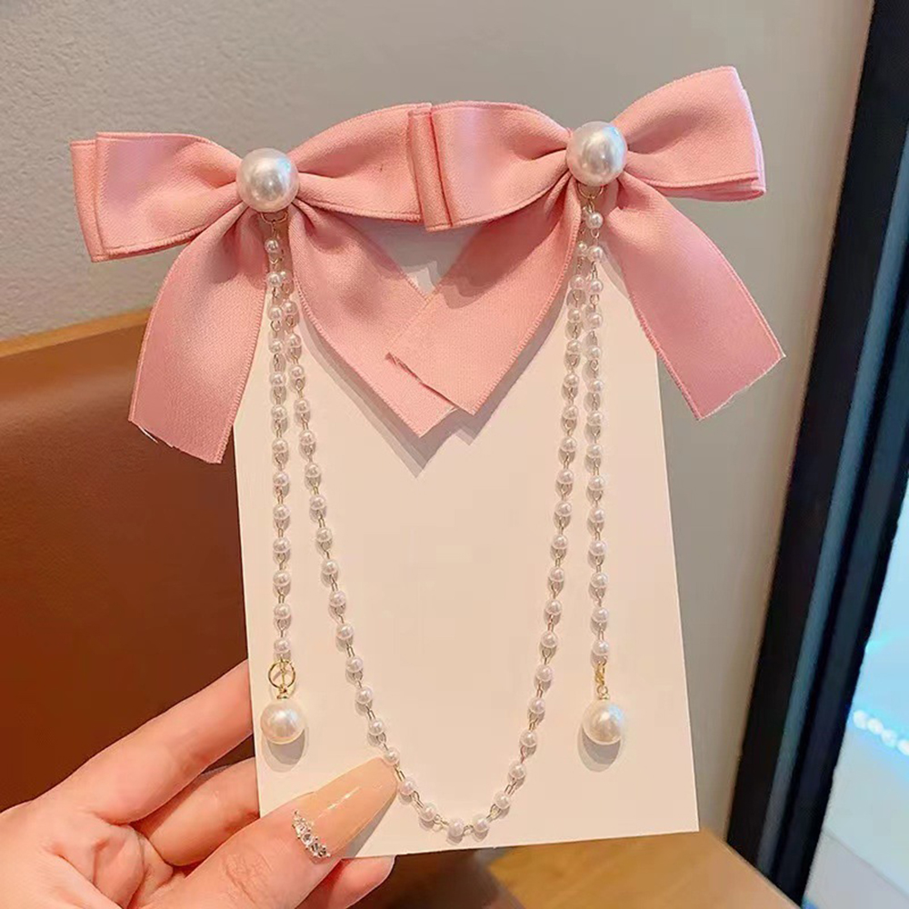 子供用パールボウヘアクリップ、プリンセスフリンジ、ヘアアクセ - Pearl Trim Chain のレビューと価格