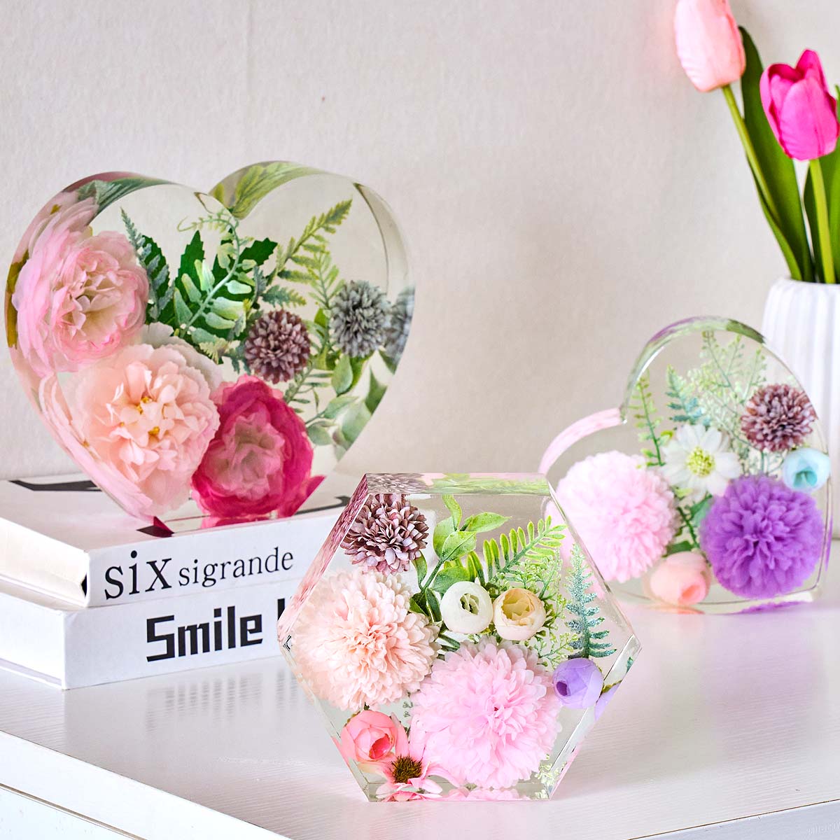 大型愛シリコンモールド DIY ハート六角形エポキシ樹脂モー - Embellishment Crafts のレビューと価格