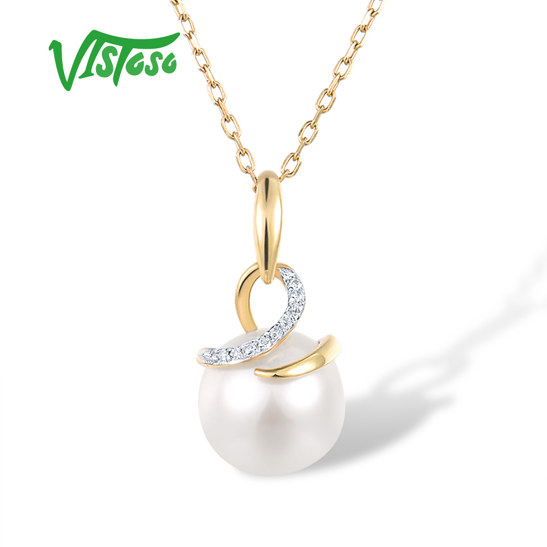 Vistoso本9 18k 375イエローゴールドネックレス - Pearl Trim Chain のレビューと価格