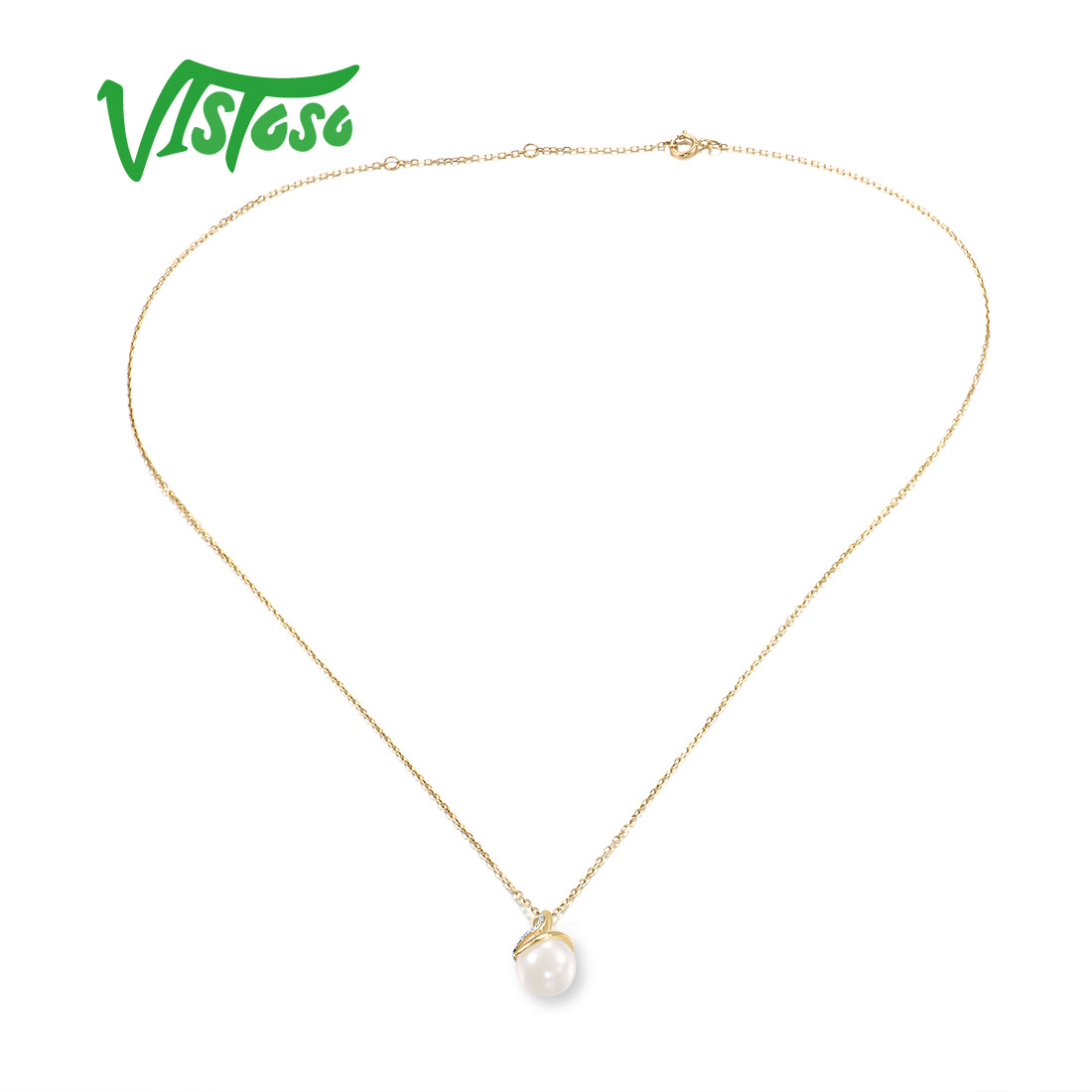 Vistoso本9 18k 375イエローゴールドネックレス - Pearl Trim Chain のレビューと価格