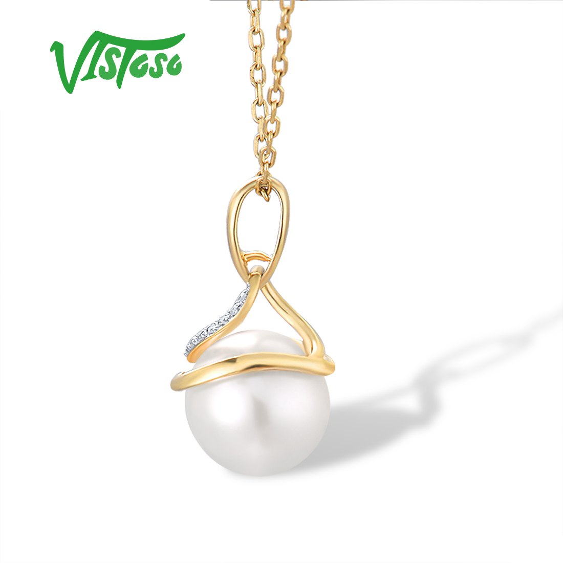 Vistoso本9 18k 375イエローゴールドネックレス - Pearl Trim Chain のレビューと価格