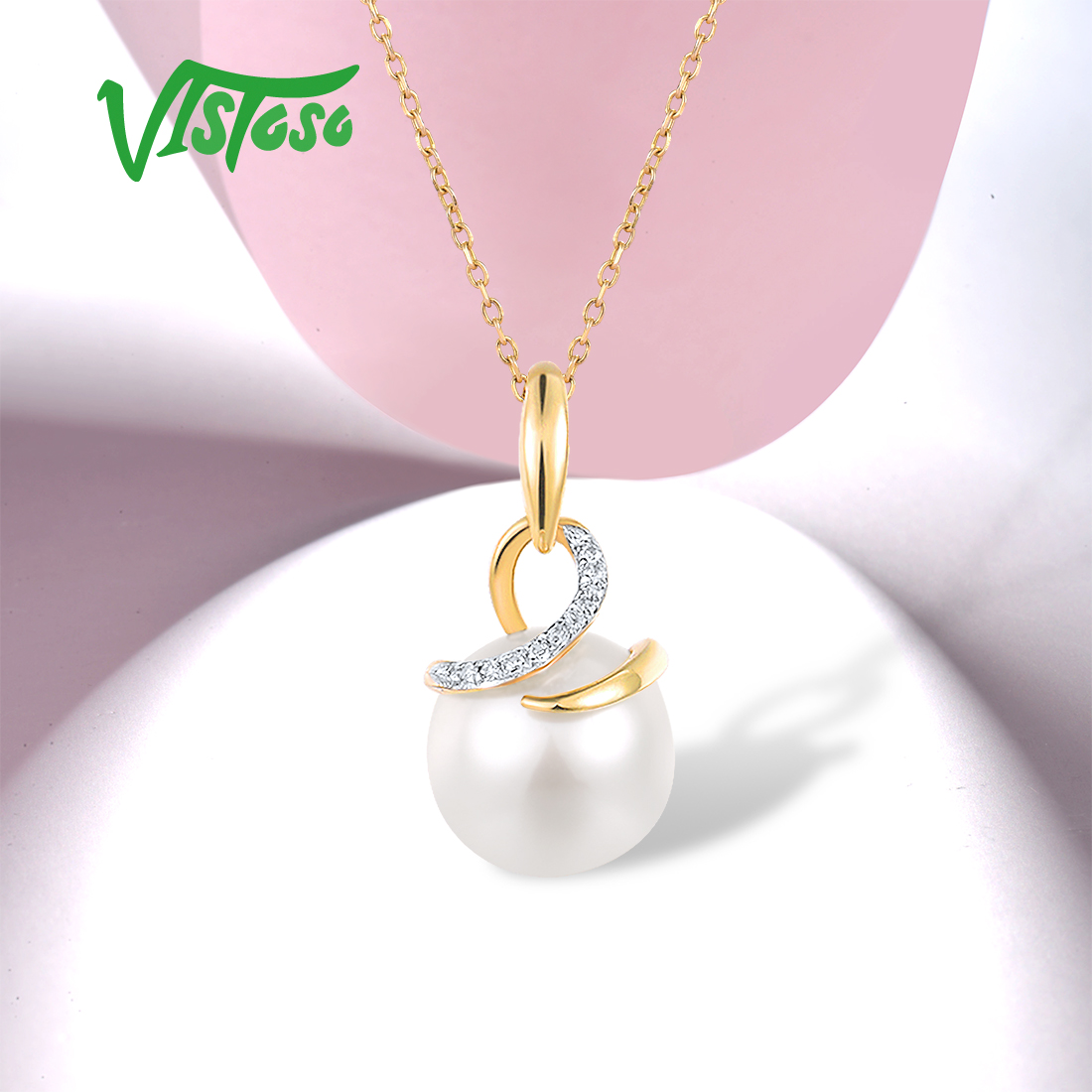 Vistoso本9 18k 375イエローゴールドネックレス - Pearl Trim Chain のレビューと価格