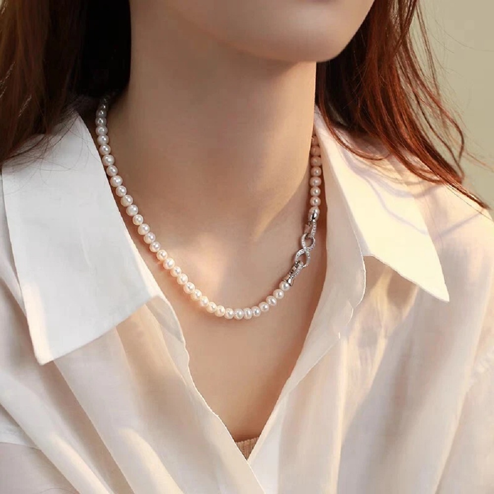 天然真珠ネックレス アコヤ AAA 6-7mm ラウンドパー - Pearl Trim Chain のレビューと価格