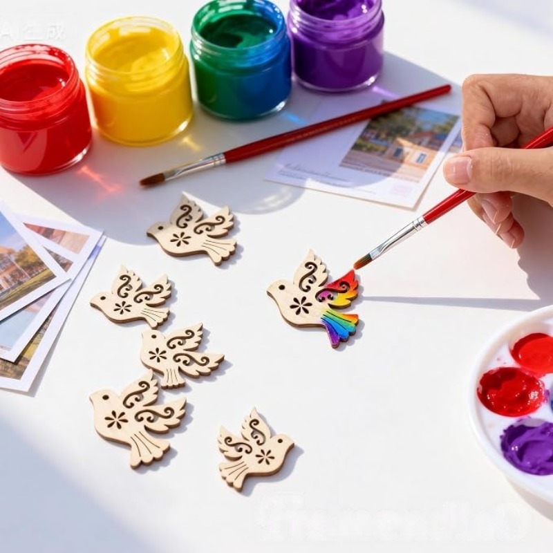 未完成の木製平和の鳩型ウッドカットアウト50個セット、DIY - Craft Embellishments のレビューと価格
