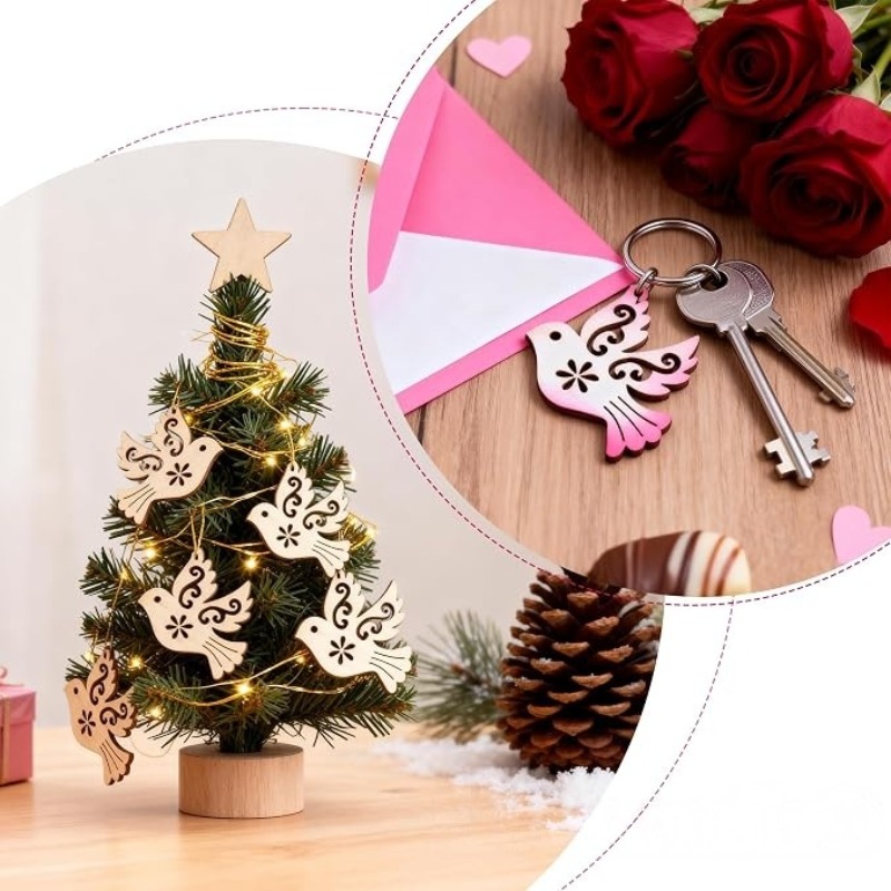 未完成の木製平和の鳩型ウッドカットアウト50個セット、DIY - Craft Embellishments のレビューと価格