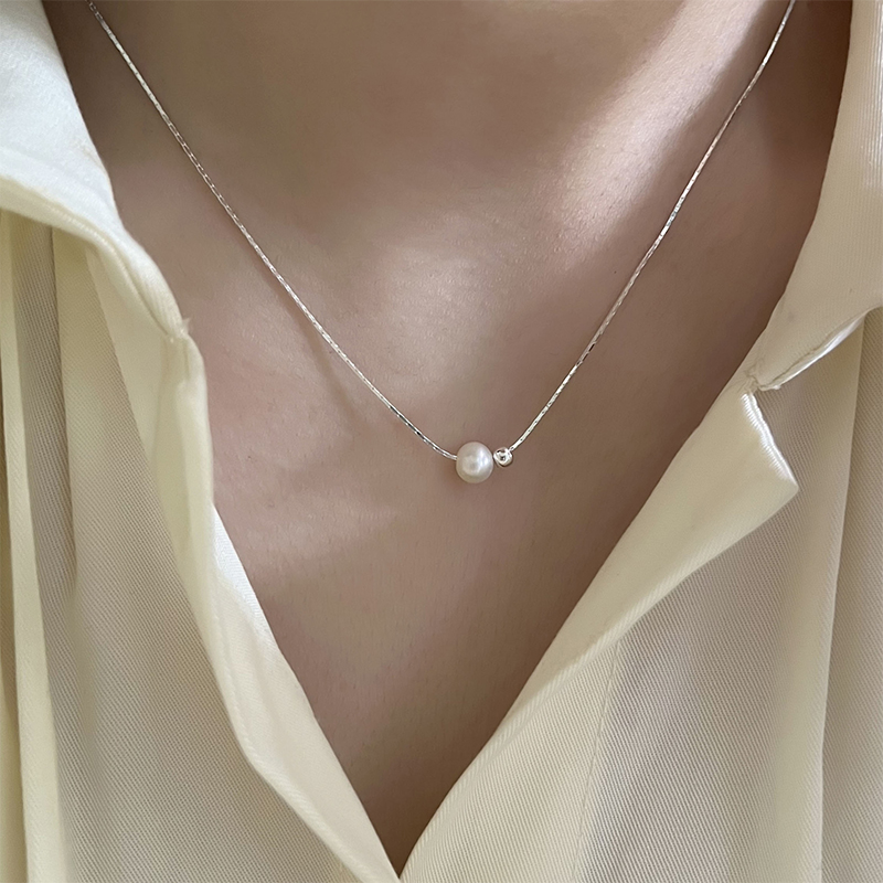 クリスマスギフト 925 スターリングシルバー絶妙なパールネ - Pearl Trim Chain のレビューと価格