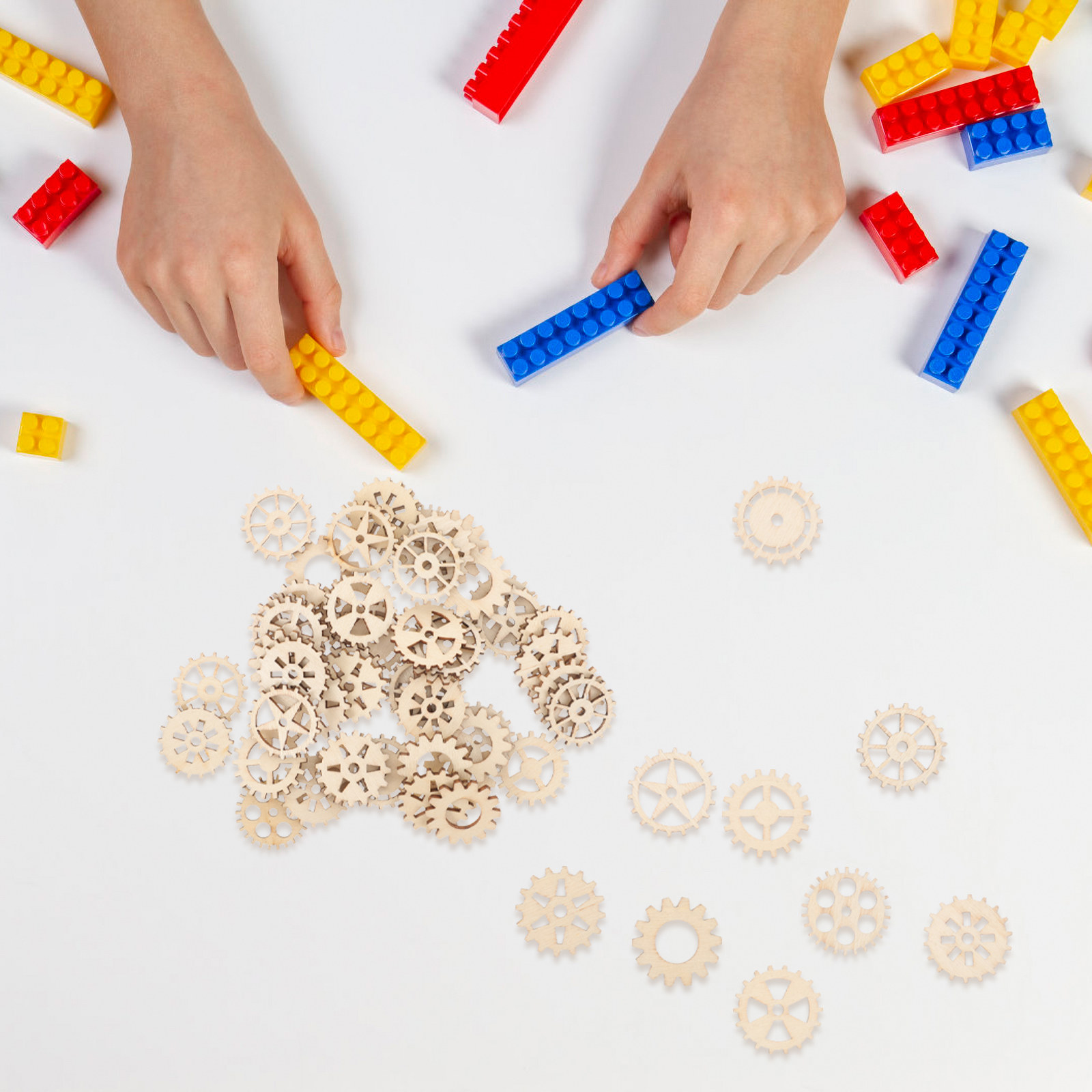 100個 木製ギア クラフトパーツ 装飾品 DIY 子供向け - Craft Embellishments のレビューと価格