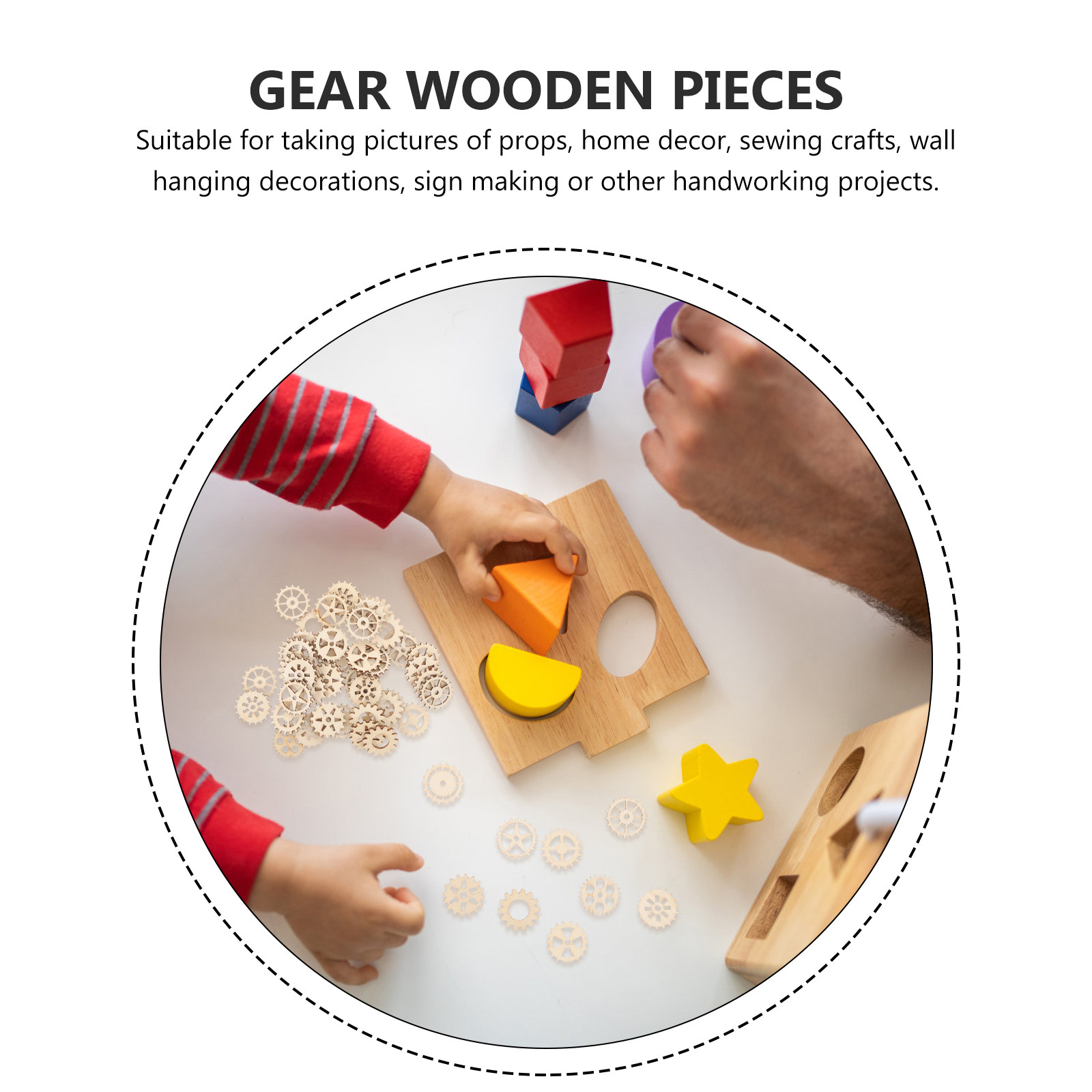 100個 木製ギア クラフトパーツ 装飾品 DIY 子供向け - Craft Embellishments のレビューと価格